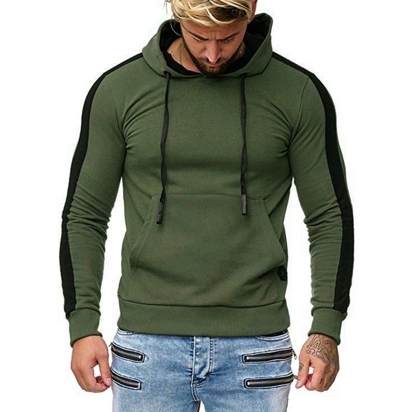

men fashion embroidery hoodies sweatshirt long-sleeve matching color male coat streetwear spring plus size pullover hooded, Black