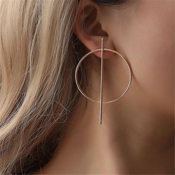 

2019 new t station serves silver gold big loop earrings for women huggie earrings circle