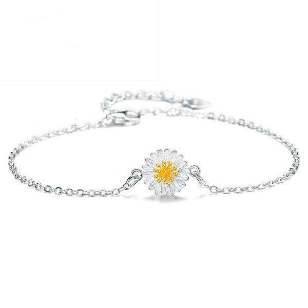 

silver bracelet classic chrysanthemum daisy bracelet fashion korean wild jewelry female, Golden;silver