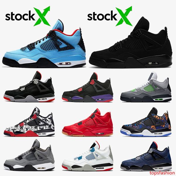 

stoc x air 4s women mens basketball shoes travis scott 4 black cat 2020 bred carnival jumpman trainers sneakers