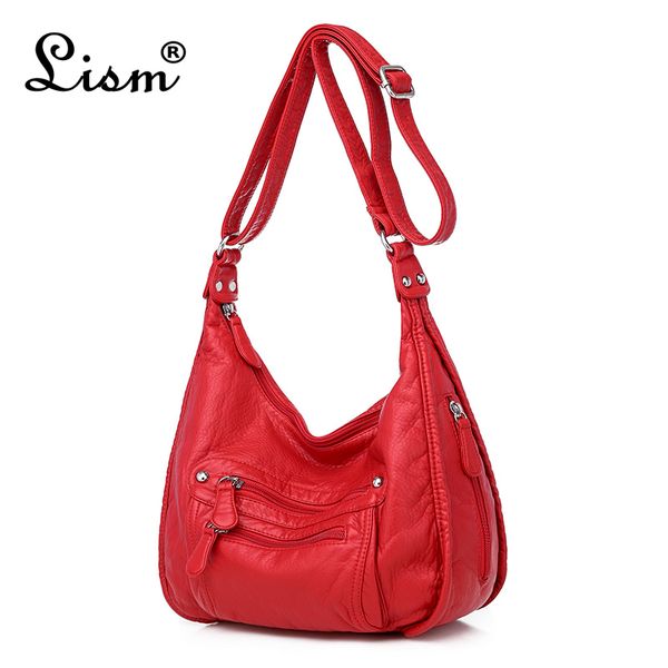 

large capacity multi-pocket women messenger bags female soft leather shoulder crossbody bags for women sac a main femme