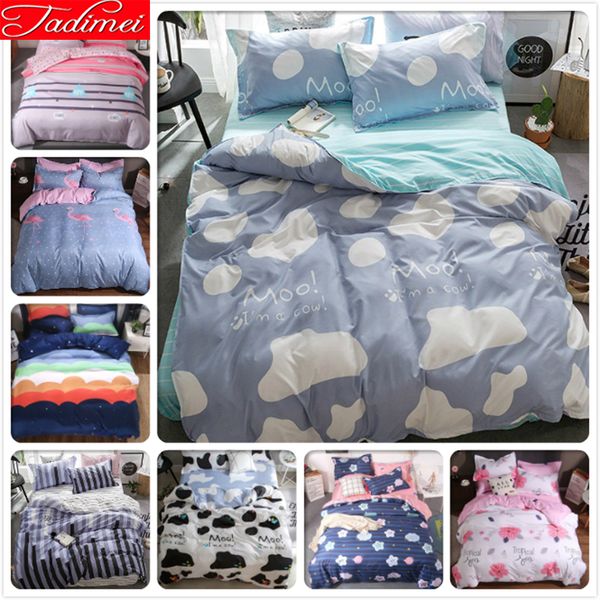 

3/4 pcs bedding set single twin full double  king size quilt duvet cover soft cotton bed linens kids child bedspreads