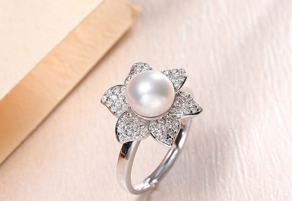 

430 beautiful 7-8mm full bead type fresh pearl ring design, Slivery;golden