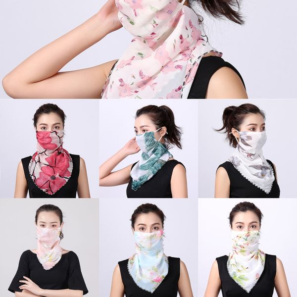 

lp2xt scarf sunscreen masks face summer breathable scarf lightweight thin chiffon triangle women outdoor riding protection, Black