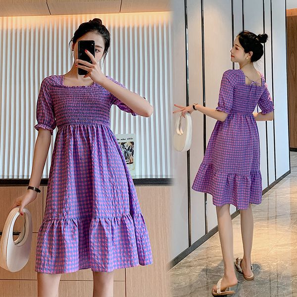 

8251# maternity clothes summer short sleeve easy matching loose stylish a line dress for pregnant women pregnancy clothes, White