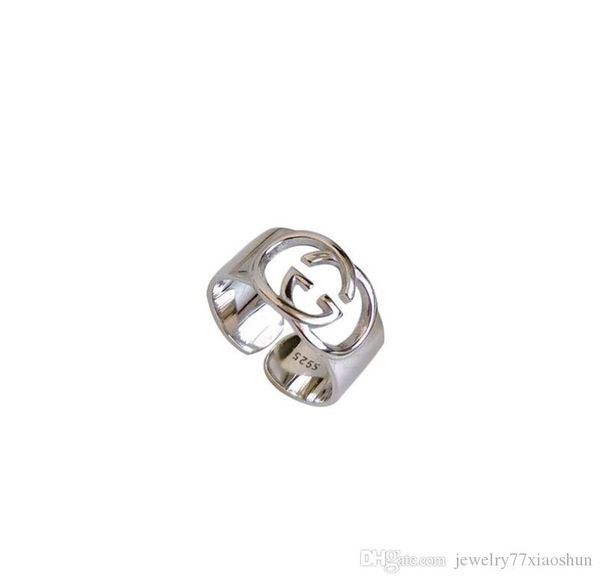 

fashion silver-plated ring with hollow letter opening and wide face ring women design jewelry adjustable size