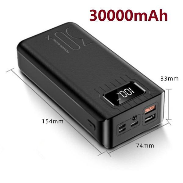 

new style 30000mah power bank 2usb large external battery portable power bank charger for iphone samsung ipad intelligent mobile phone good