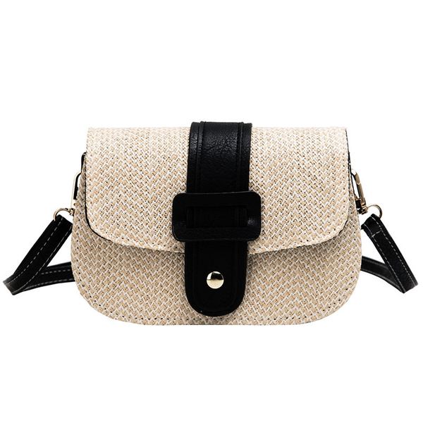

women's hand bag straw bag shoulder small beach woven rattan burlap square messenger black