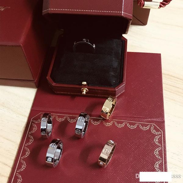 

love rings models screw titanium steel ring couple rose gold women's love rings with high-grade original box, Silver