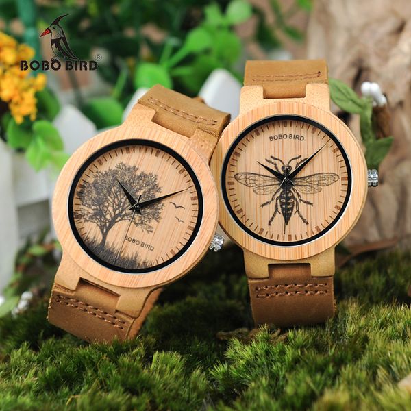 

bobo bird watch men wooden lifelike print dial face quartz watches fashion 3d visual timepieces as gift relogio masculino, Slivery;brown