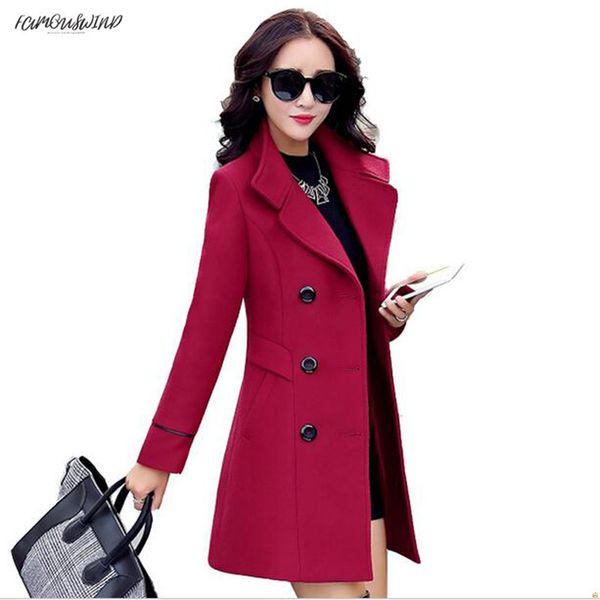 

winter autumn new bodycon womens wool coat double breasted coat elegant solid fashion cocoon wool long coat lu308, Black