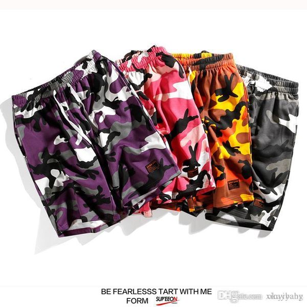 

new summer new european american streetwear fashion brand camouflage shorts youth hip hop loose sportwear shorts pants, Black