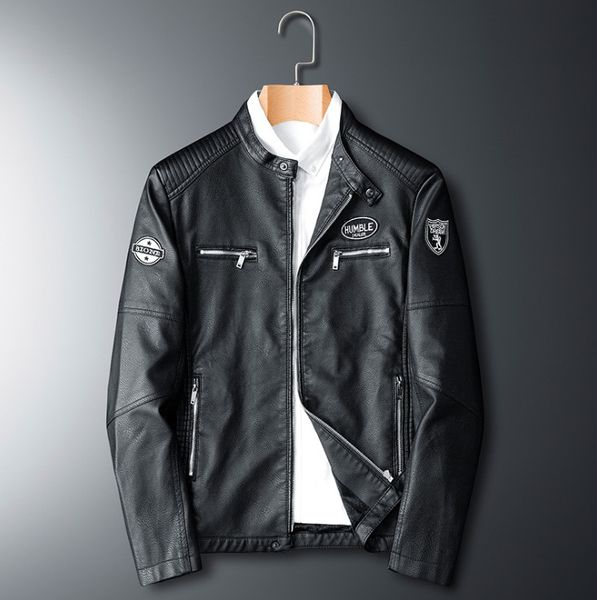 

brand new leather jackets men jaquetas de motocicleta masculina avirex pu leather jacket men casual motorcycle warm coat, Black