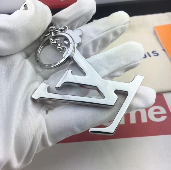 

new luxury keychain designer key ring holder brand key chain 3 colour porte clef gift men women souvenirs car with box, Silver