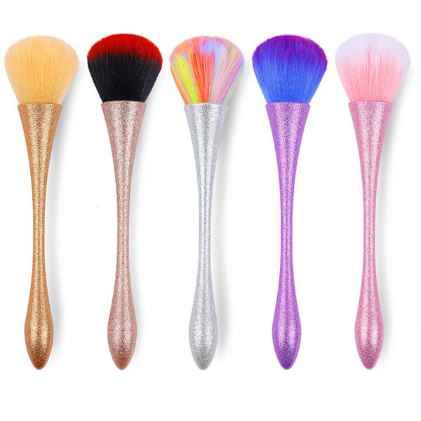

1pc soft colorful cleaning nail brush rose gold dust remove nail art glitter care handle manicure accessory tools, Yellow
