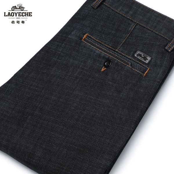 

laoyeche brand jeans 2019 casual male stretch business jeans pants regular fit black straight ling denim size 28-40, Blue