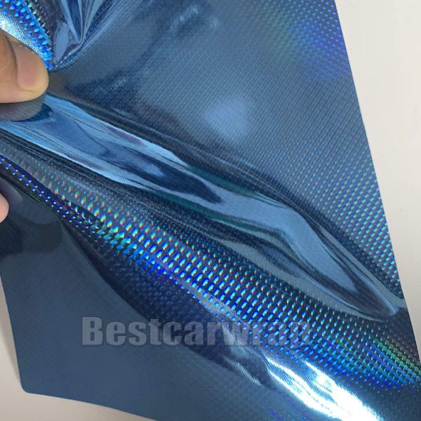 Blaue holografische Neo-Chrom-Vinylfolie für das gesamte Auto mit Luftpolsterfolie, Fahrzeugfolie mit Hologramm-Lasergrafik, Aufklebergröße 1,52 x 20 m/5 x 65 Fuß