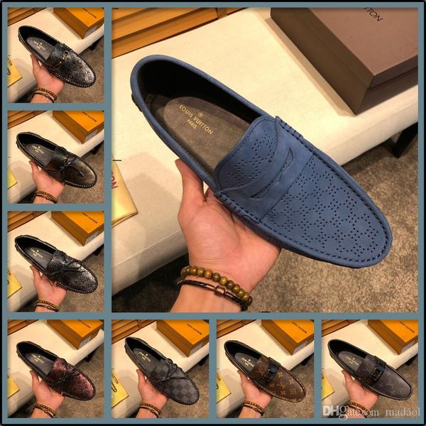 

18ss genuine leather men shoes luxury brands italian casual mens loafers moccasins breathable slip on boat shoes black plus size 39-46 yyy11