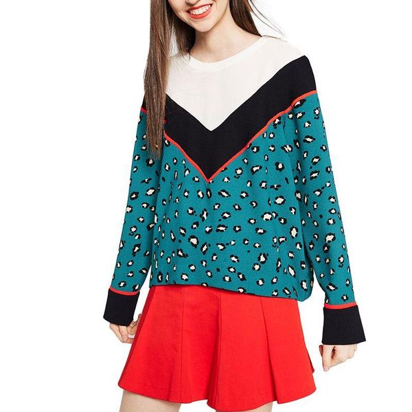 

женщины леопардовым принтом v лоскутные свободные рубашки с длинным рукавом о шеи блузка дамы сладкий случайный бренд tops blusas lt1130, White