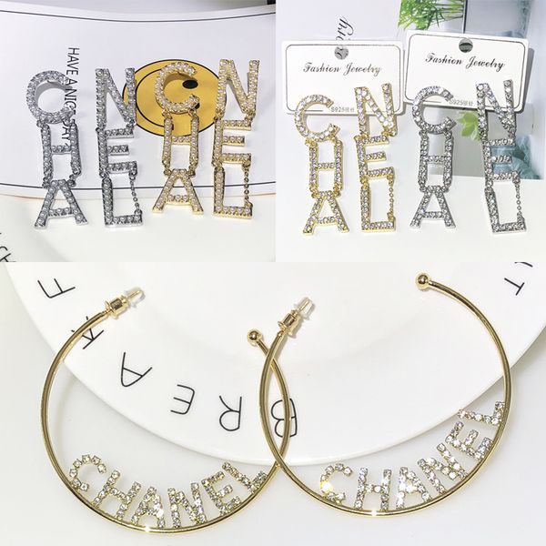 

earring 6 styles designer full rhinestone letter tassel earrings for women fashion stud earrings jewelry gifts jy822, Red;brown