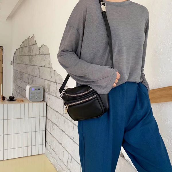 

2019 winter new women bags korean style ladies shoulder bag pu leather soft young crossbody phone bag double zipper chest