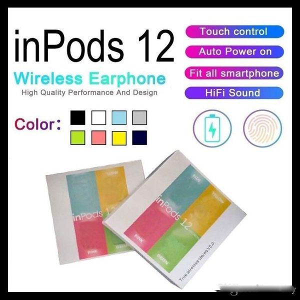 

Wirele bluetooth headphone i12 tw inpod 12 macaron v5 0 tereo cell phone earphone port weatproof headphone touch earbud pop up