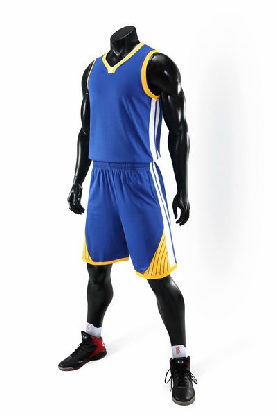 

men blank double-sided basketball team uniforms kits sports clothes tracksuits personality customized basketball sets with shorts a11-c, Blue;black