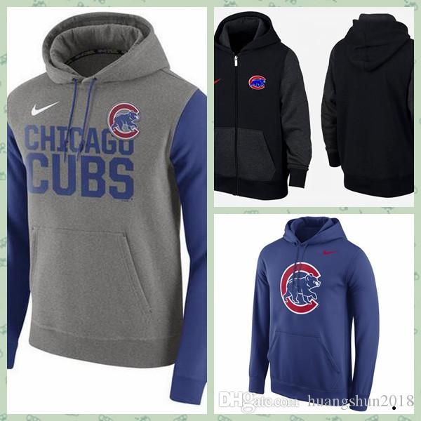 

2019 men's chicago m cubs men gray club fleece pullover hoodi hoodie, Blue;black