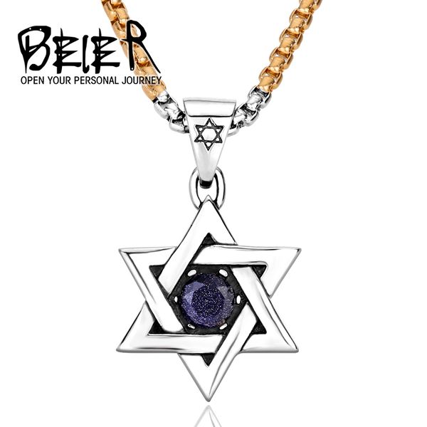 

beier classic hexagram necklace pendants fashion stainless steel tituanium pretty jewelry for man and boy bp8-017, Silver