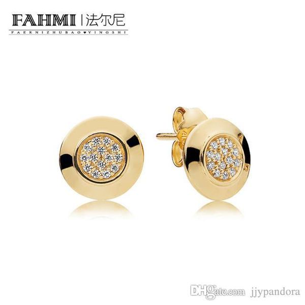 

fahmi 100% 925 sterling silver authentic classic 260559cz shine signature glamour vintage women earrings jewelry, Golden;silver