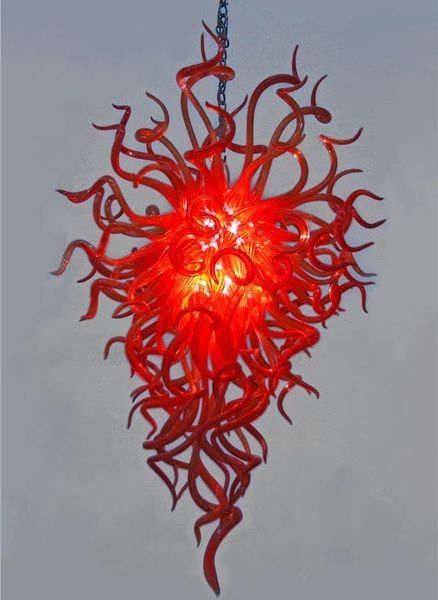 

110v/120v wholesale price mouth blown glass lamp wedding deco red crystal chandelier with led bulbs