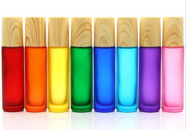 

blue/green/pink/black/amber mini 10ml roll on glass bottle for fragrances essential oils stainless steel roller ball