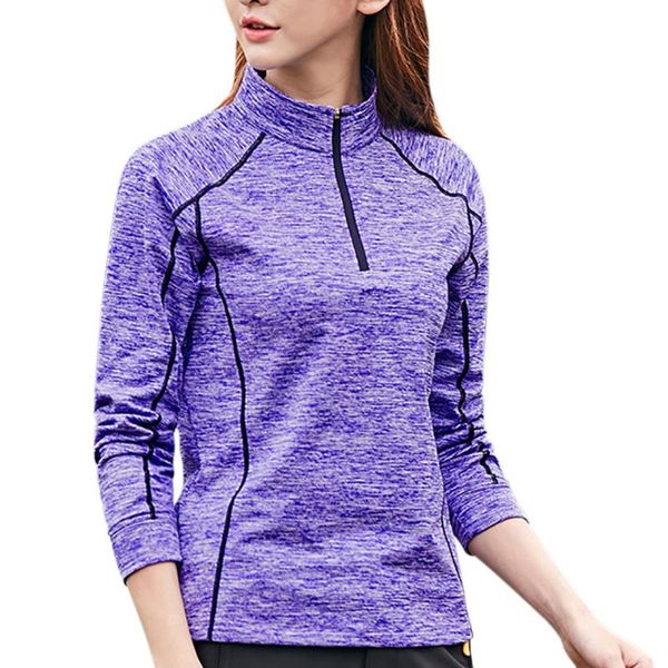 

women warm spring autumn outdoor sports quick-drying shirts long sleeves female running clothes, Gray;blue