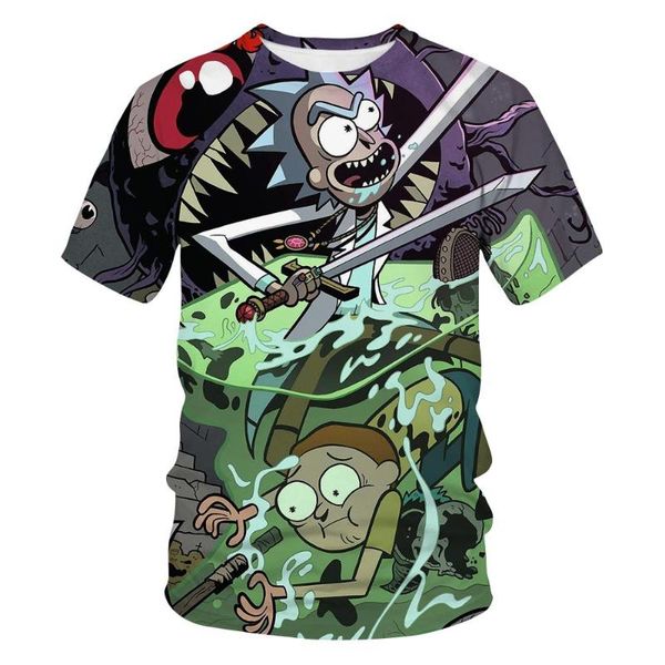

2020 новая тенденция 3d футболку рик и мюррей сад воротник анимация короткий рукав смешной rick футболку мужчин и женщин новая мода, White;black