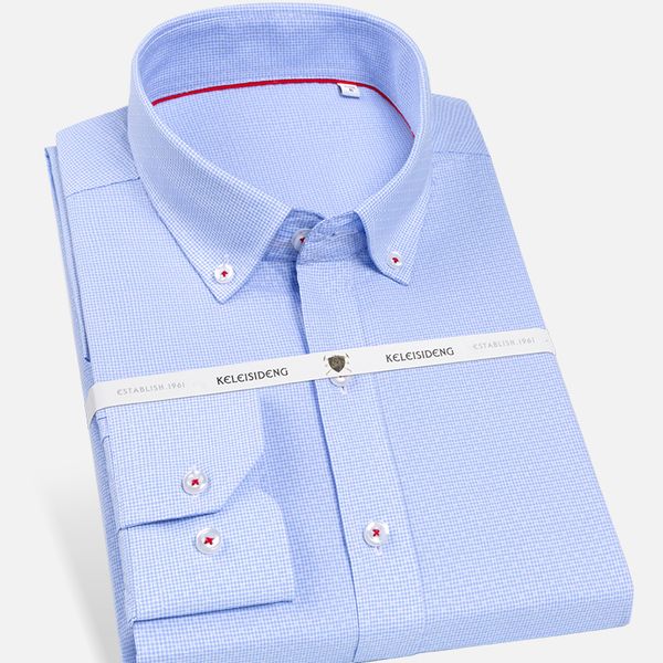 

men's dress shirts standard-fit dobby plaid shirt smart casual long sleeve button down breathable comfortable cotton easy care, White;black
