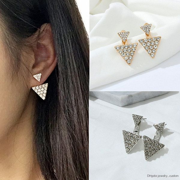 

Korean Version Of The New Fashion Jewelry Crystal Size Triangular Earrings Geometric Stud Earings For Women Brincos E0170
