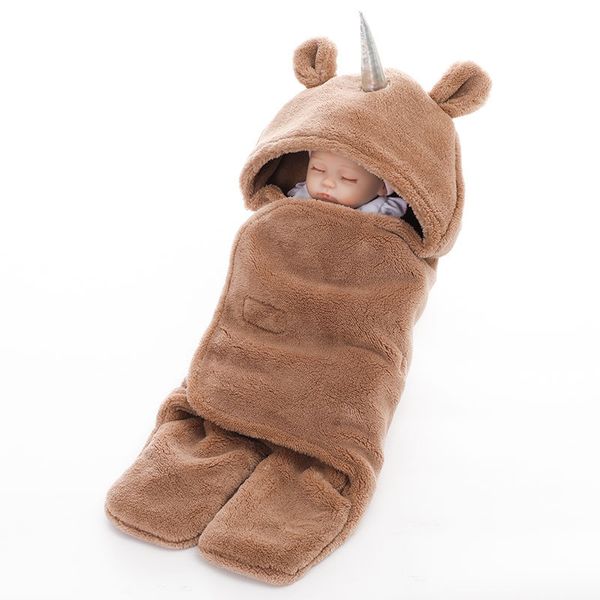 

newborn blankets winter warm fluff wrap swaddling baby sleeping bag infant robes suit kid hooded bathrobe pajamas soft sleepwear