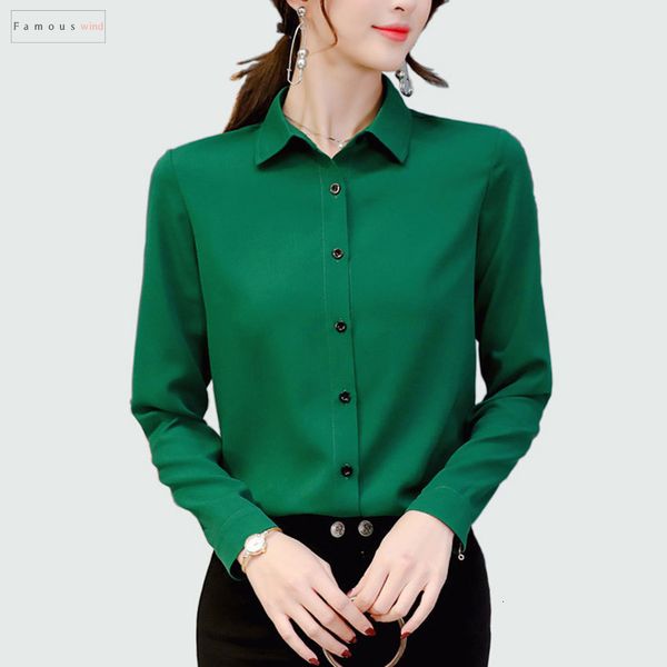 

офис женщины sleeved блузы твердого шифон блузка long lady spring summer plus размер ol стиль рубашки blusas regular сорочка femme, White