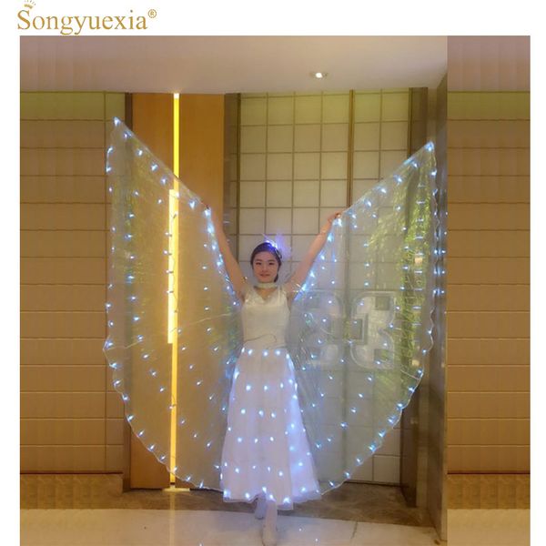 

songyuexia women ballet led dance butterfly dress with wings child ballet skirt dance led luminous costume, Black;red