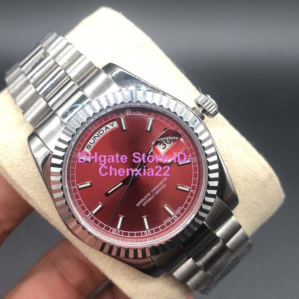 

watches cherry dial self-winding mechanical 2813 movement sapphire glass concealed folding crown clasp men women watches 36mm, Slivery;brown