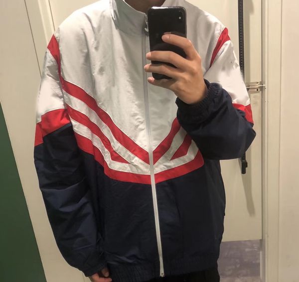 

мужские куртки унисекс trend 2019 ретро спортивная ветровка мода в полоску цвета соответствия куртки случайные молния кардиган уличные бегов, Black;brown