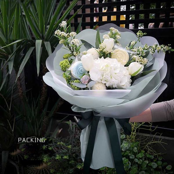 

hardiron double flower petals flower diy paper translucent gift bouquet wrapping paper waterproof