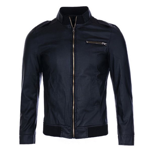 

calofe 2018 men's jacket coat leather jacket autumn winter male leather coats male running sports jogger leathers motorcycle, Black;red