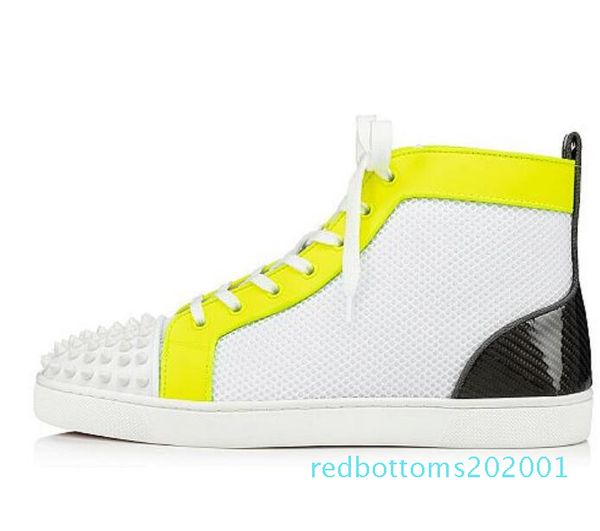 

2020 new designer brand studded spikes flats shoes red bottoms shoes luxury mens womens party lovers genuine leather sneakers size al27, Black