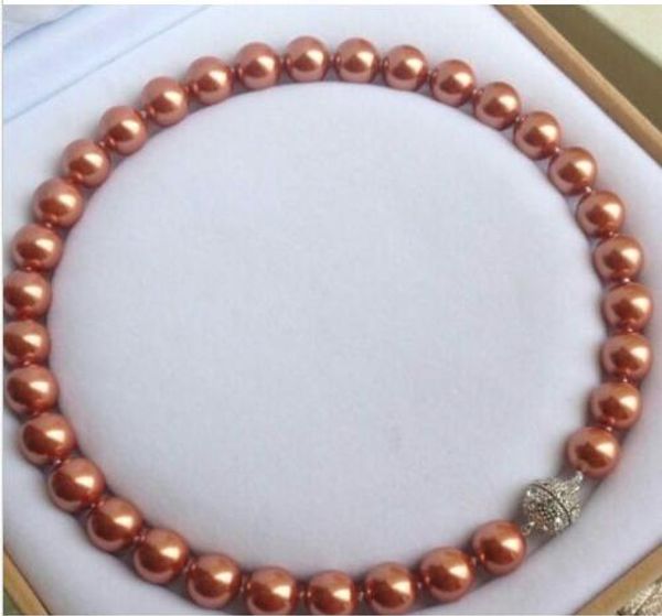 

12mm south shell pearl gemstones round beads necklace magnet clasp, Silver