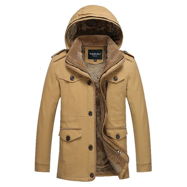 

men's autumn windshield men's wool coat warm cotton rainwear (men's) top, Black