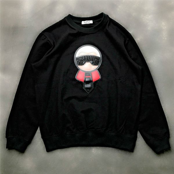 

mens designer hoodies givh60 new fashion brand luxury embroidered leather doll patterned garment, Black