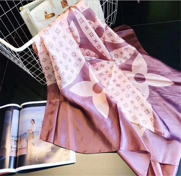 

silk scarf size 180*90cm women summer scarf spring floral flower long scarves for womens shawls, Blue;gray