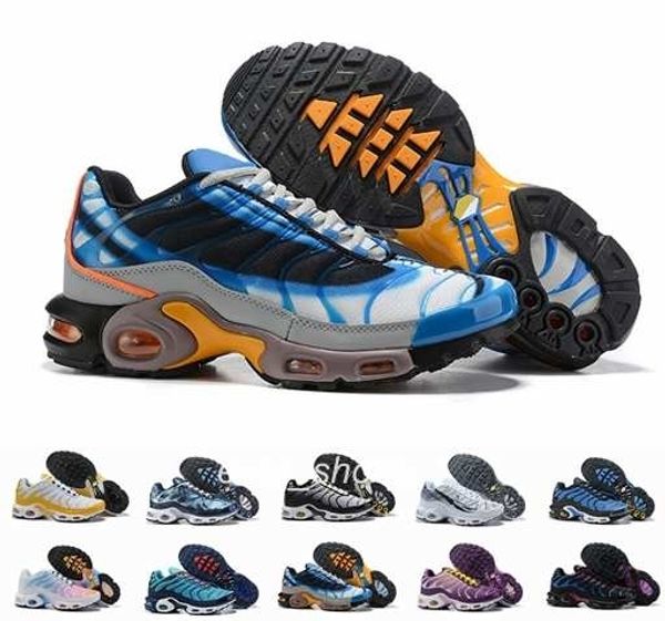 

2019 new tn mercurial designer black blue yellow sneakers chaussures homme tn plus shoes men women zapatos rainbow running shoes 36-46