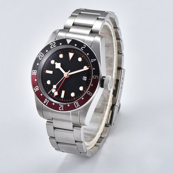 

oumashi men's luxury stainless steel mechanical watch calendar luminous sports waterproof watch 41mm dt499, Slivery;brown